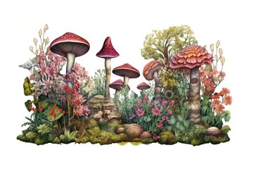 Naklejka premium Garden mushroom drawing fungus.