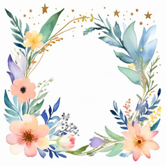 Obraz premium Blank wedding card adorned with floral illustrations.