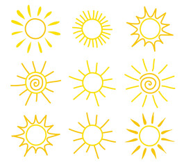 Cute hand drawn icon collection. Summer design. Vector illustration