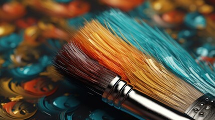 Fototapeta premium Paintbrush on Colorful Palette
