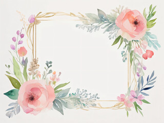 Obraz premium Elegant wedding invitation with soft watercolor flowers.