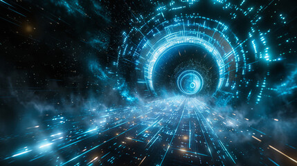 Obraz premium Futuristic Perspective with Digital Grid Elements