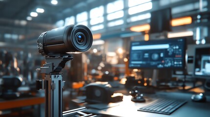 a camera standing upright that is recording the incident