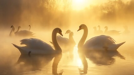 Naklejka premium a swan is on the water