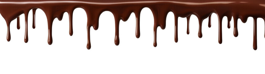 Chocolate cream melted on transparent background. Sweet ice cream template or mockup