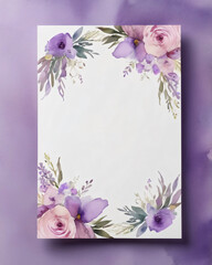 Watercolor floral wedding card with blank space for text.