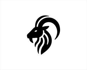Silhouette Goat Logo Design Icon Symbol Vector Template. Black Goat Head Logo Vector Illustration 