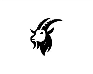 Silhouette Goat Logo Design Icon Symbol Vector Template. Black Goat Head Logo Vector Illustration 