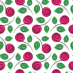 Abstract Roses Seamless Pattern in trendy spring colors. Floral background texture or wallpaper idea