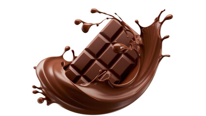 Obraz premium Melting chocolate burst explosion splash isolated on transparent background