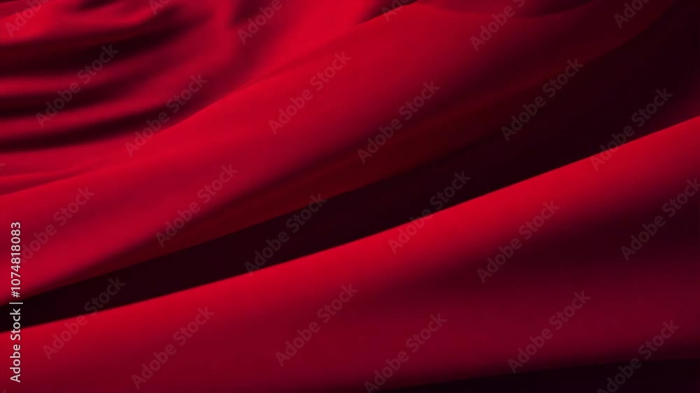 Poster Luxurious red fabric with smooth texture and elegant draping, offering warmth and sophistication for stunning design projects and rich visual appeal.