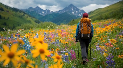 Hiking Through a Field of Wildflowers