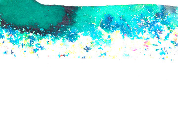 Gentle Multicolor Watercolour Paint on a White Background Drips and Lines