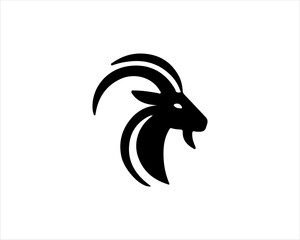 Silhouette Goat Logo Design Icon Symbol Vector Template. Black Goat Head Logo Vector Illustration 