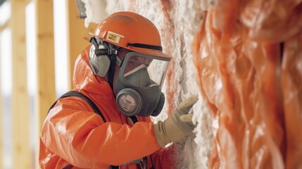 Obraz premium A Hazmat Worker inspects a wall