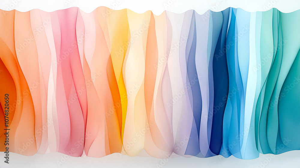 Poster vibrant watercolor background featuring soft pastel colors in flowing waves, creating serene and cal