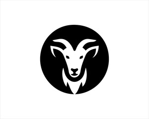 Silhouette Goat Logo Design Icon Symbol Vector Template. Black Goat Head Logo Vector Illustration 
