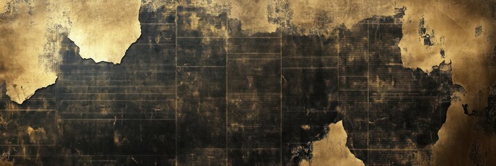 Vintage black gold newspaper background texture vintage map.