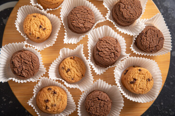 Closeup of assorted fresh cookie.