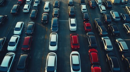 Fototapeta premium Aerial View of Parked Cars