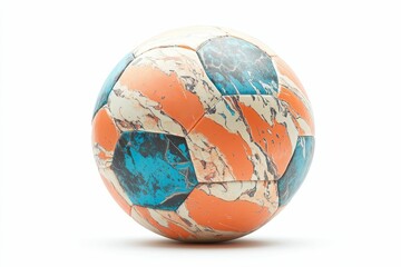 Orange and blue marbled soccer ball.