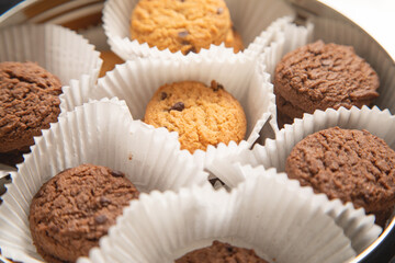 Closeup of assorted fresh cookie.