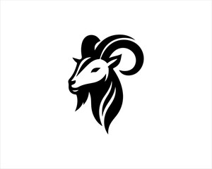 Silhouette Goat Logo Design Icon Symbol Vector Template. Black Goat Head Logo Vector Illustration 