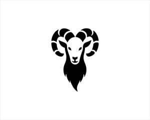Silhouette Goat Logo Design Icon Symbol Vector Template. Black Goat Head Logo Vector Illustration 
