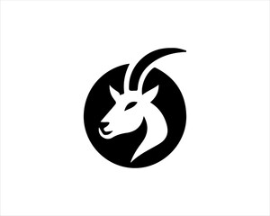 Silhouette Goat Logo Design Icon Symbol Vector Template. Black Goat Head Logo Vector Illustration 