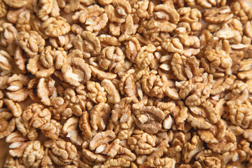 Closeup up view of walnuts.