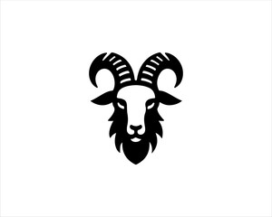 Silhouette Goat Logo Design Icon Symbol Vector Template. Black Goat Head Logo Vector Illustration 