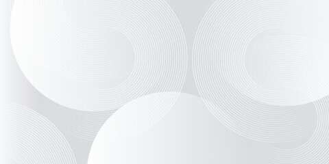 Abstract white glowing geometric lines on gray background. Modern shiny blue circle lines pattern. Futuristic technology concept