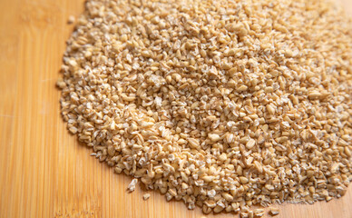 Closeup up view of wheat groats.