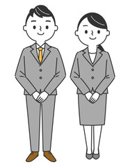 手を組む　ビジネスパーソン　全身　イラスト　ベクター