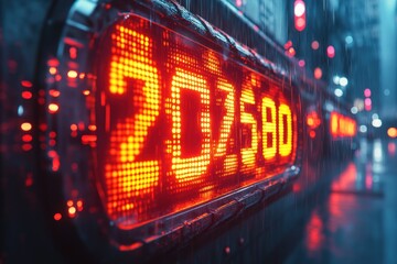 Digital Countdown in the Rain