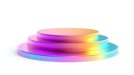 Colorful gradient podiums for presentations, on white isolate background.