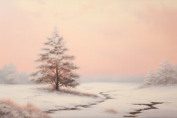 Christmas landscape outdoors painting.