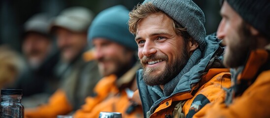 Obraz premium Group of Men Smiling in Nature