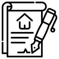 mortgage document. vector single icon with a dashed line style. suitable for any purpose. for example: website design, mobile app design, logo, etc.