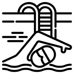 swimming pool. vector single icon with a dashed line style. suitable for any purpose. for example: website design, mobile app design, logo, etc.