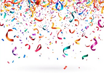 Confetti and ribbons falling confetti illustration background.