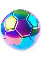A colorful iridescent soccer ball.