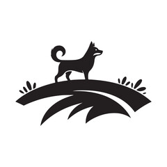 Dog collection, sticker,  Dog outline , Sitting dog silhouette vector, icon, symbol isolated on white background.