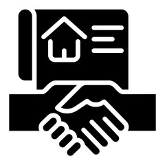 Obraz premium deal document handshake. vector single icon with a solid style. suitable for any purpose. for example: website design, mobile app design, logo, etc.