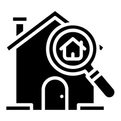 house searching. vector single icon with a solid style. suitable for any purpose. for example: website design, mobile app design, logo, etc.