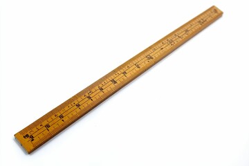 A wooden ruler on a white background.