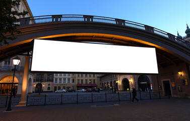 Billboard displayed on an arched bridge