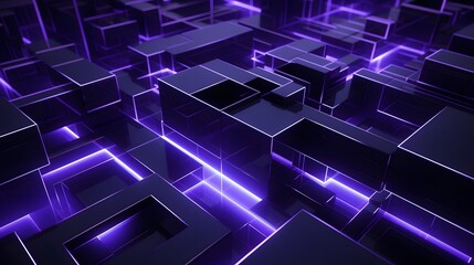 Obraz premium 3d rendering of purple and black abstract geometric background. Scene for advertising, technology, showcase, banner, game, sport, cosmetic, business, metaverse. Sci-Fi Illustration. Product display
