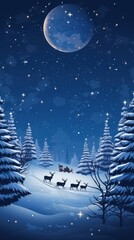 Santa night moon christmas.