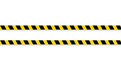 Caution tape. Warning stop line with yellow and black diagonal stripes. Vector emergency concept